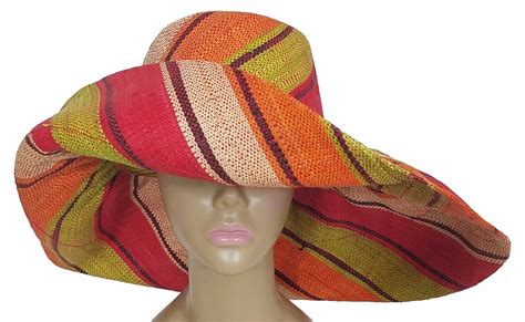 Aiyetoro Hand Woven Multi Color Madagascar Big Brim Raffia Sun Hat