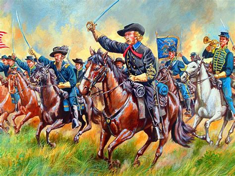 General Custer Leading The Cavalry Charge American Indian Wars