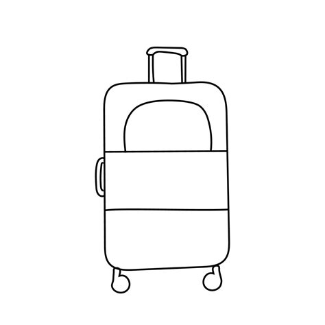 Hand Drawn Doodle Travel Suitcase With Wheels Isolated On White