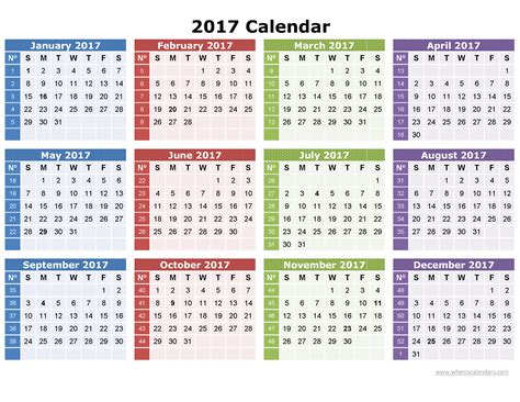 2017 Calendar One Page Printable Image Results Printable