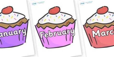 Months Of The Year On Cupcakes Months In A Year Birthday Bulletin