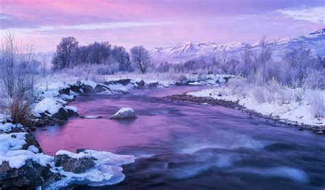 Hd Wallpaper United States Utah River Provo Winter Snow Mountain
