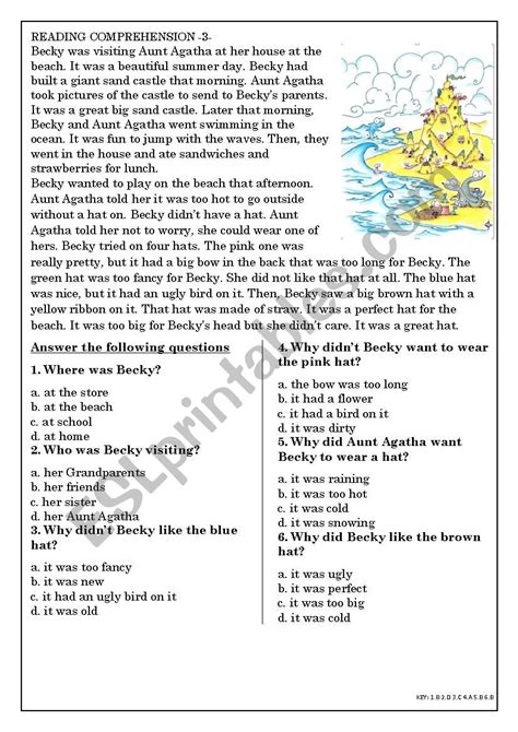 English Texts For Reading Comprehension Elementary Uno