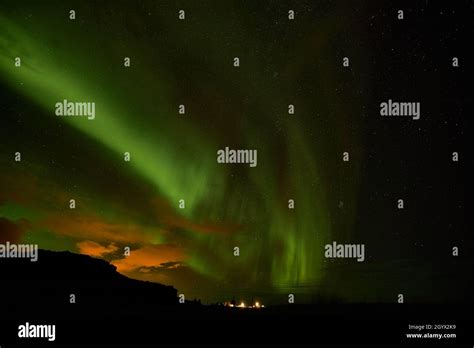 October Northern Lights In Iceland Stock Photo Alamy