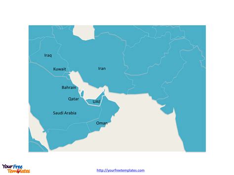 Persiangulfpoliticalmapwithcountries Free Powerpoint Template
