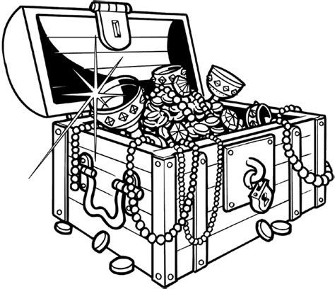 Sunken Treasure Chest Coloring Page Sketch Coloring Page