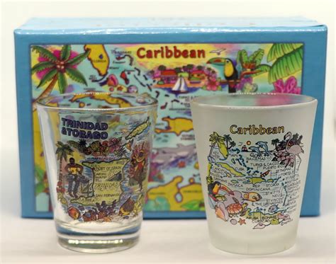Trinidad And Tobago Caribbean Boxed Shot Glass Set Set Of 2 World By