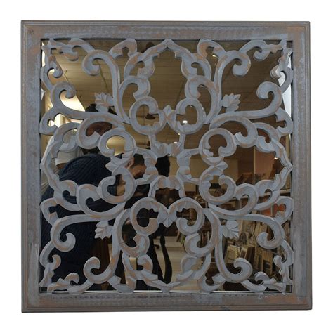 Bungalow Rose Mdf Mirror With Carved Panel Wall Decor Wayfair