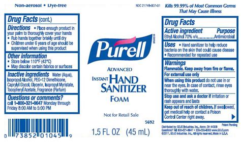 Purell Advanced Hand Sanitizer Hand Sanitizer In Bulk