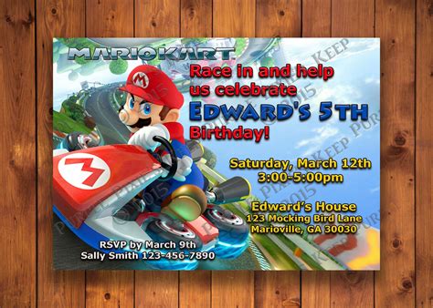 Mario Kart Birthday Party Invitation Etsy