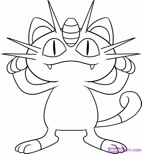 Visit our page for more coloring! How To Draw Meowth, Step By Step, Pokemon Characters, Anime, Draw - Coloring Home