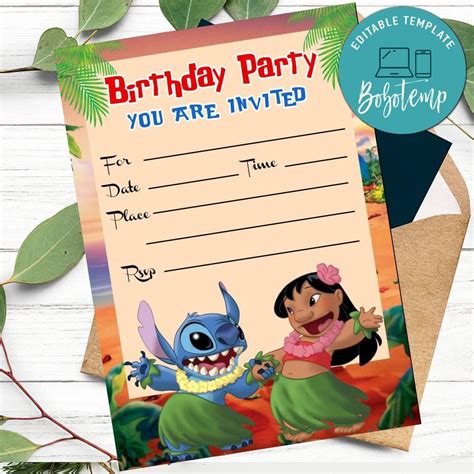 Lilo And Stitch Fill In Blank Invitation Customizable Template Createpartylabels