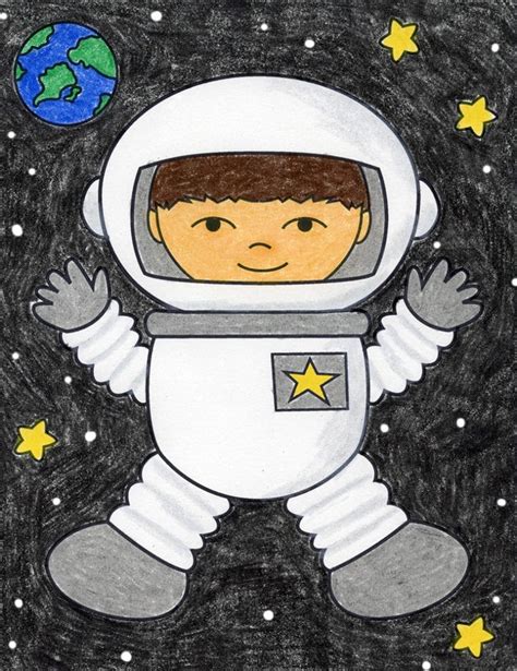 Easy How To Draw An Astronaut Tutorial And Coloring Page