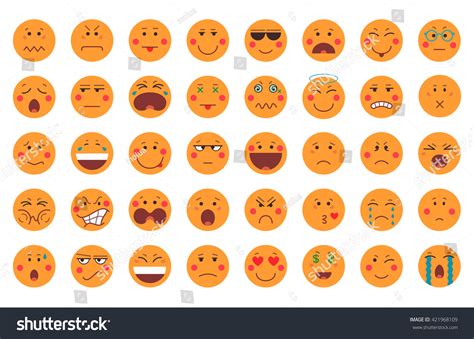 Set Of Colorful Emoticon Icons Emoji Concept Isolated On White