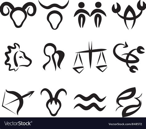 Set Of Zodiac Signs Royalty Free Vector Image Vectorstock