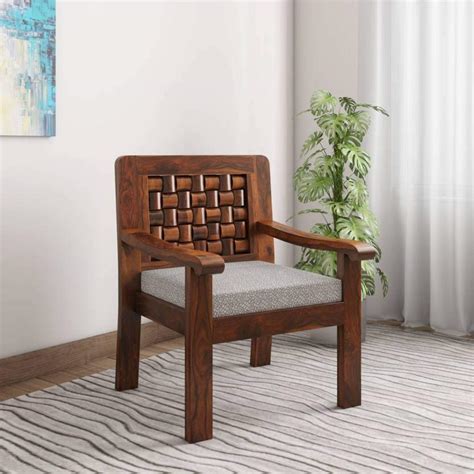 Craftatoz Sheesham Wood Arm Chair For Living Room Furniture Wooden