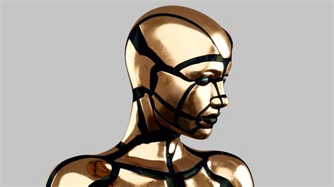3d Model Rigged Golden Android Female Cgtrader