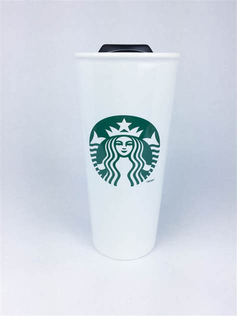 Starbucks 2014 Logo Double Wall Ceramic Travel Mug 16 Oz Blamm Mugs
