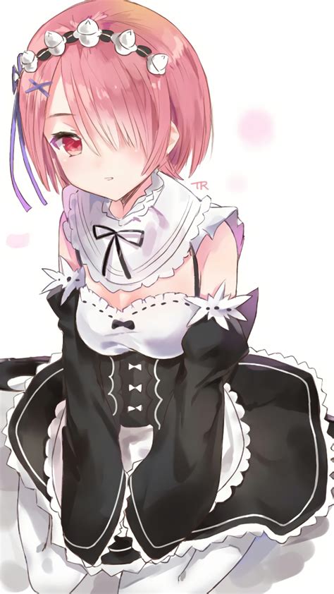 Download 1080x1920 Ram Re Zero Pink Hair Maid Clothes Cute Wallpapers For Iphone 8 Iphone