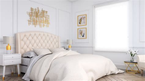 Gold And White Classic Art Deco Bedroom Interior Design