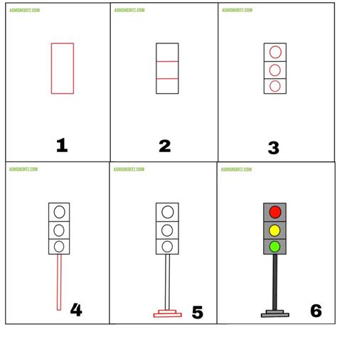 How To Draw A Traffic Light Drawing Step By Step