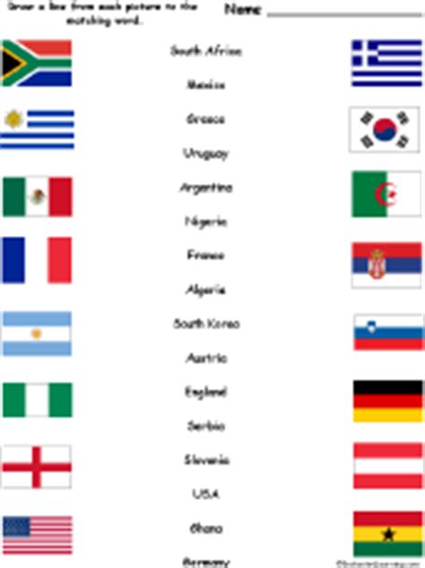 World Cup Soccer Flags 2010 - Match the Country Names to the Flags ...