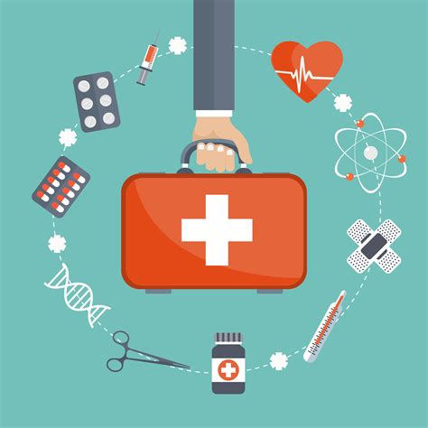 Vector illustration in a modern flat style, health care concept. Hand ...