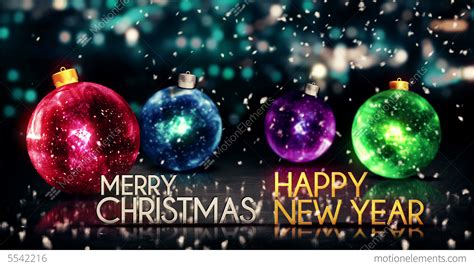 Merry Christmas Happy New Year Colorful Baubles Ba Stock Animation