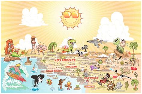 Cartoon Map Of Southern California By Dave Stephens
