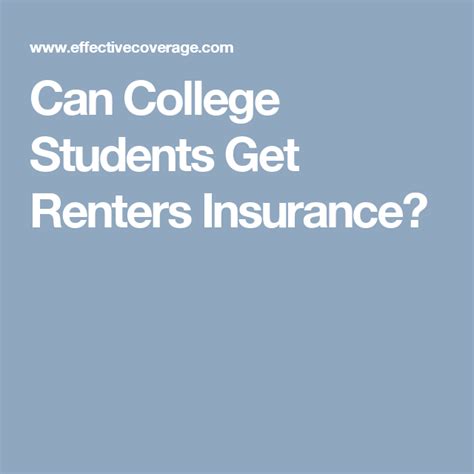 Other coverage options will include protections for medical expenses and other renters insurance is a wonderful option for tenants looking to protect their belongings with personal property coverages. Can College Students Get Renters Insurance? | Renters insurance, College students