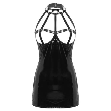 Sexy Dress Harness Straps Caged Open Cup Leather Bodycon Mini Dress In 2023 Bodycon Mini Dress