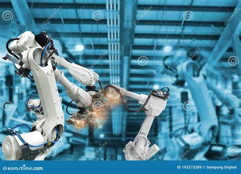 Robôs Industriais Robotizando Máquinas De Automação De Fábricas De