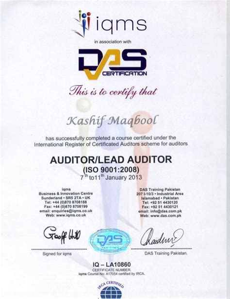 Iso 9001 Lead Auditor Certificate