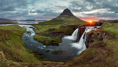 Nature Sunset Iceland Waterfall Kirkjufell Wallpapers Hd Desktop And Mobile Backgrounds