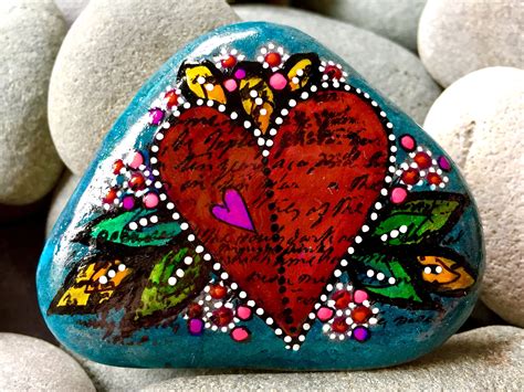 I Hold You In My Heart Painted Stones Painted Rocks Heart Etsy