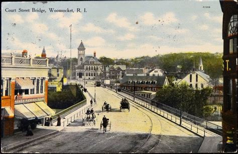 Court Street Bridge Woonsocket Rhode Island Postcard A 1968 Fm Kirby