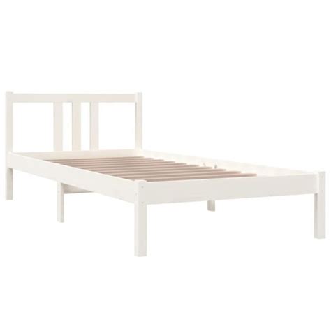 1971 BEL ACHAT Lit Adulte En Bois 1 Place Cadre De Lit Blanc Bois Massif Avec Sommier 90x200