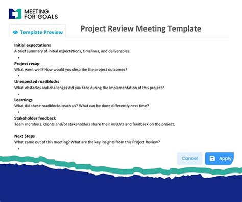 Project Review Meeting Template Meeting Agenda