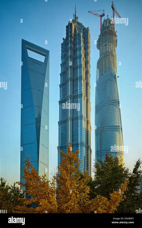 Currently The Three Tallest Buildings In Shanghai Stock Photo Alamy