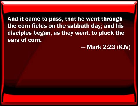 Mark 223 And It Came To Pass That He Went Through The Corn Fields On