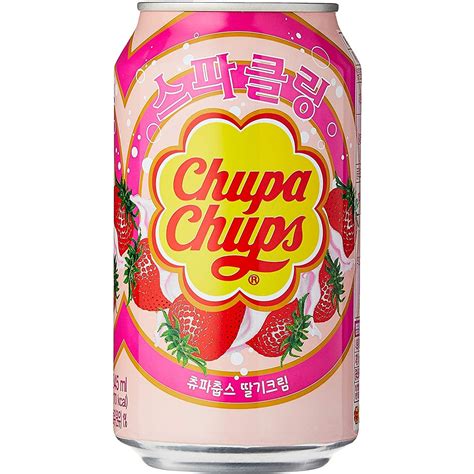 Chupa Chups Cans Strawberry Full Sugar 345ml 24 Pack