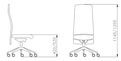 Office Revolving Chair Front And Side Elevation Cad Block Details Dwg