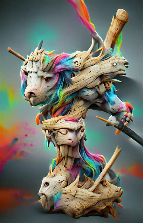 Authentic Digital Art Driftwood Unicorn Warrior Superrare