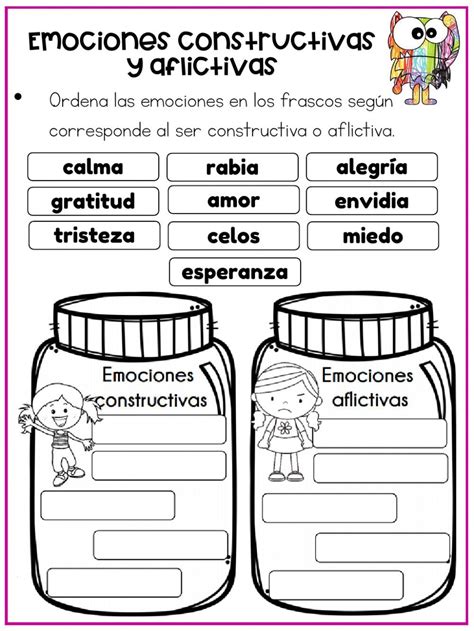 Ejercicio De Emociones Constructivas Y Aflictivas Inteligencia Emocional Para Niños