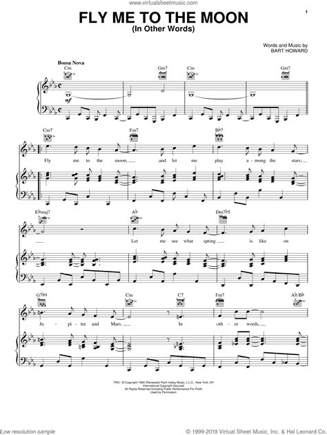 Fly me to the moon lyrics. Sinatra - Fly Me To The Moon (In Other Words) sheet music ...