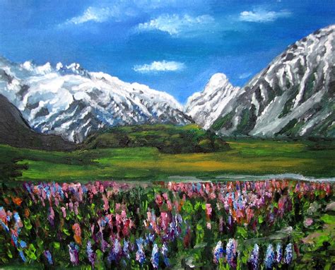 Mountains Landscape Acrylic Painting Painting By Natalja Picugina