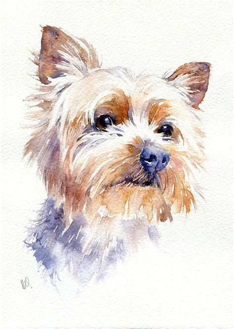 Original Watercolour Pet Painting Yorkshire Terrier Dog Portrait