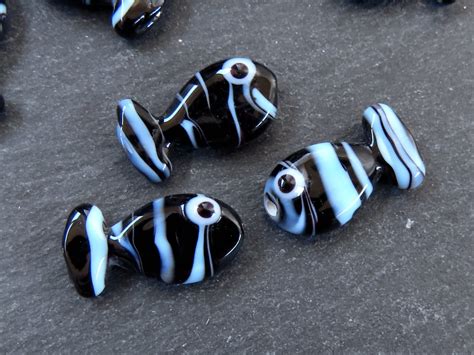 3 Glass Fish Beads Good Luck Bead Evil Eye Amulet Murano Etsy