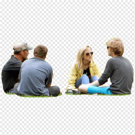 Group Of People Sitting On Grasss Sitting Cutout People S 3d