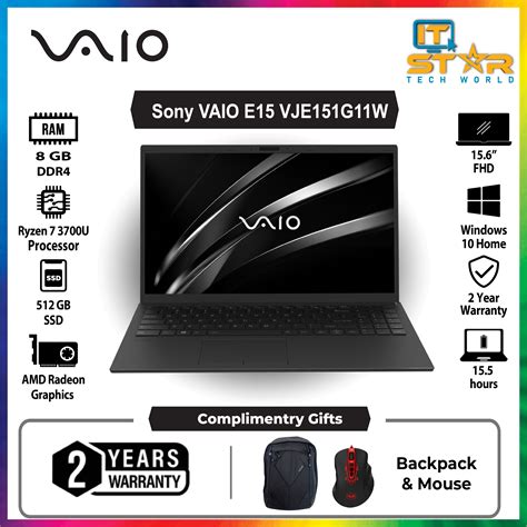 Sony VAIO E15 VJE151G11W Laptop Ryzen 7 3700U RAM 8GB 512GB SSD
